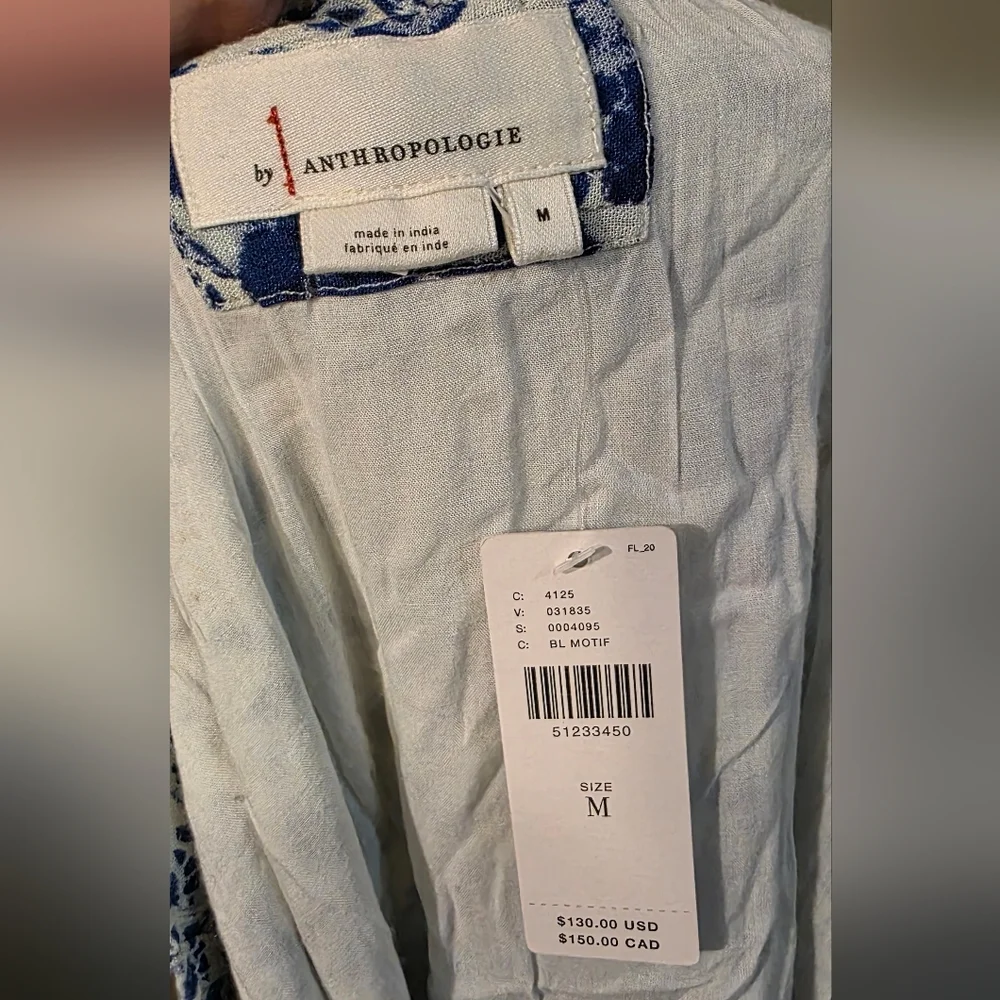 Anthropologie Blue and White Floral Clemente Off the Shoulder Romper - Picture 6 of 10